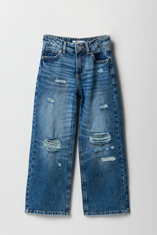 Girls Distressed Wide Leg Jean sold by Urban Planet