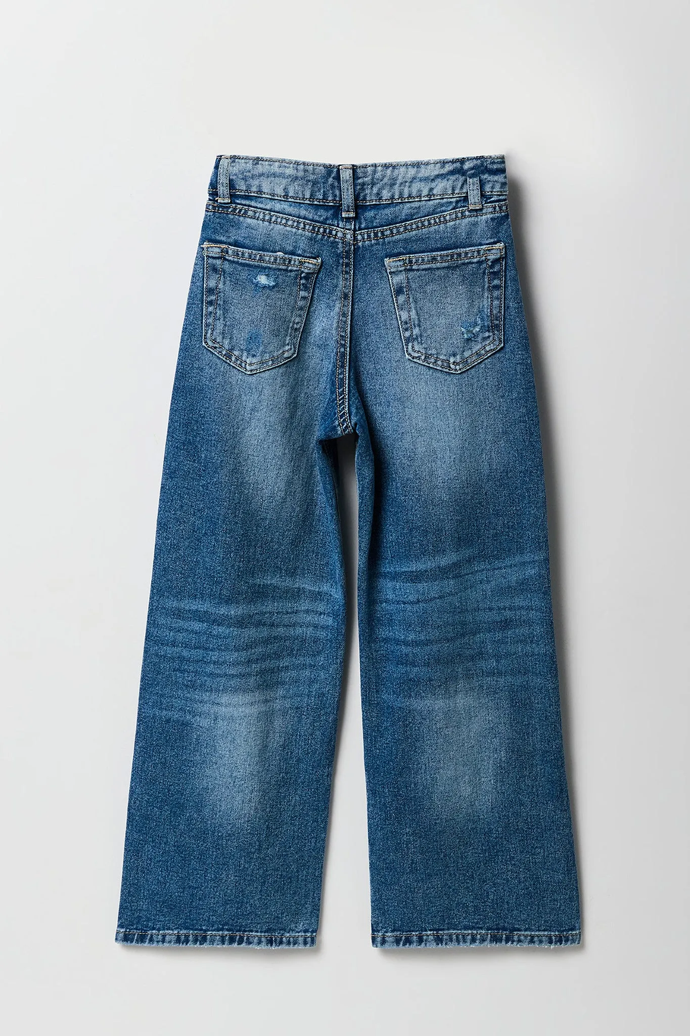 Jean d'aspect usé délavé à jambe large pour fille sold by Urban Planet product image thumbnail 2