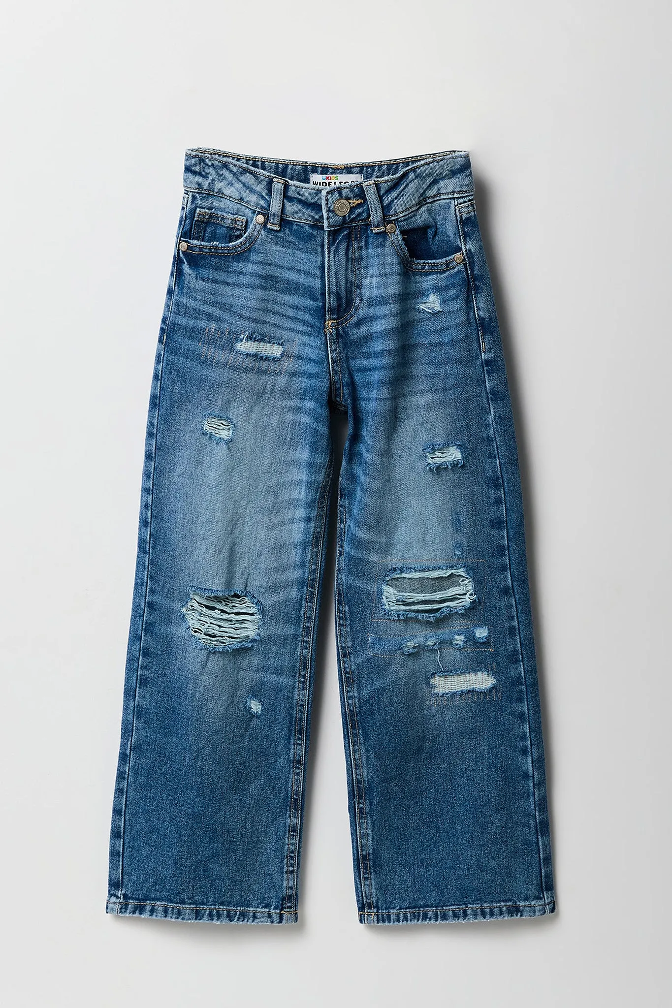 Jean d'aspect usé délavé à jambe large pour fille sold by Urban Planet