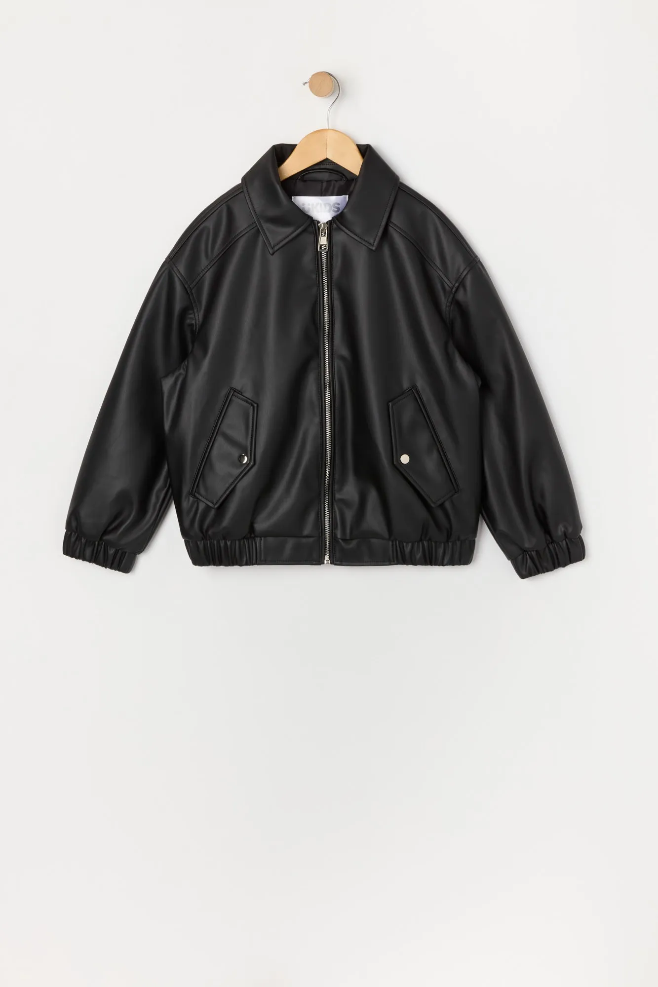 Girls Faux Leather Bomber Jacket sold by Urban Planet