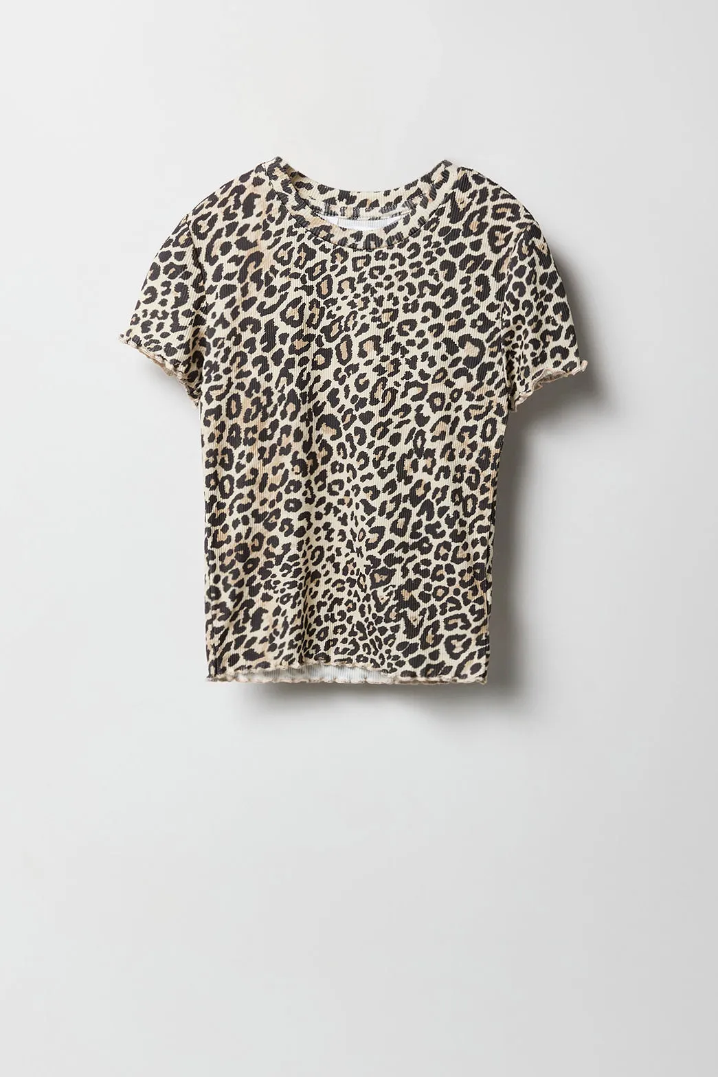 Girls Ribbed Lettuce Edge T-Shirt sold by Urban Planet