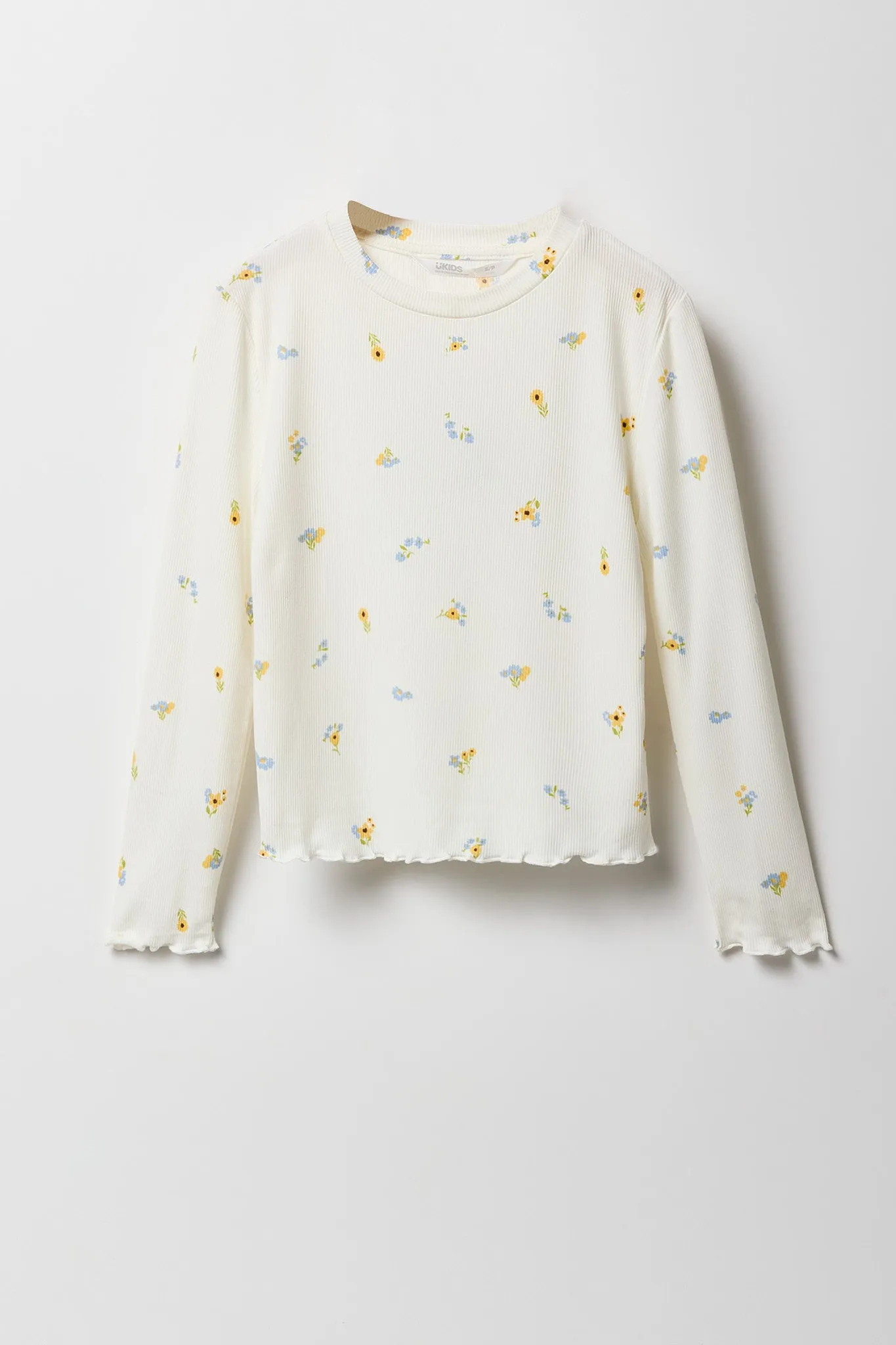 Girls Ribbed Lettuce Edge Long Sleeve Top sold by Urban Planet product image thumbnail 3