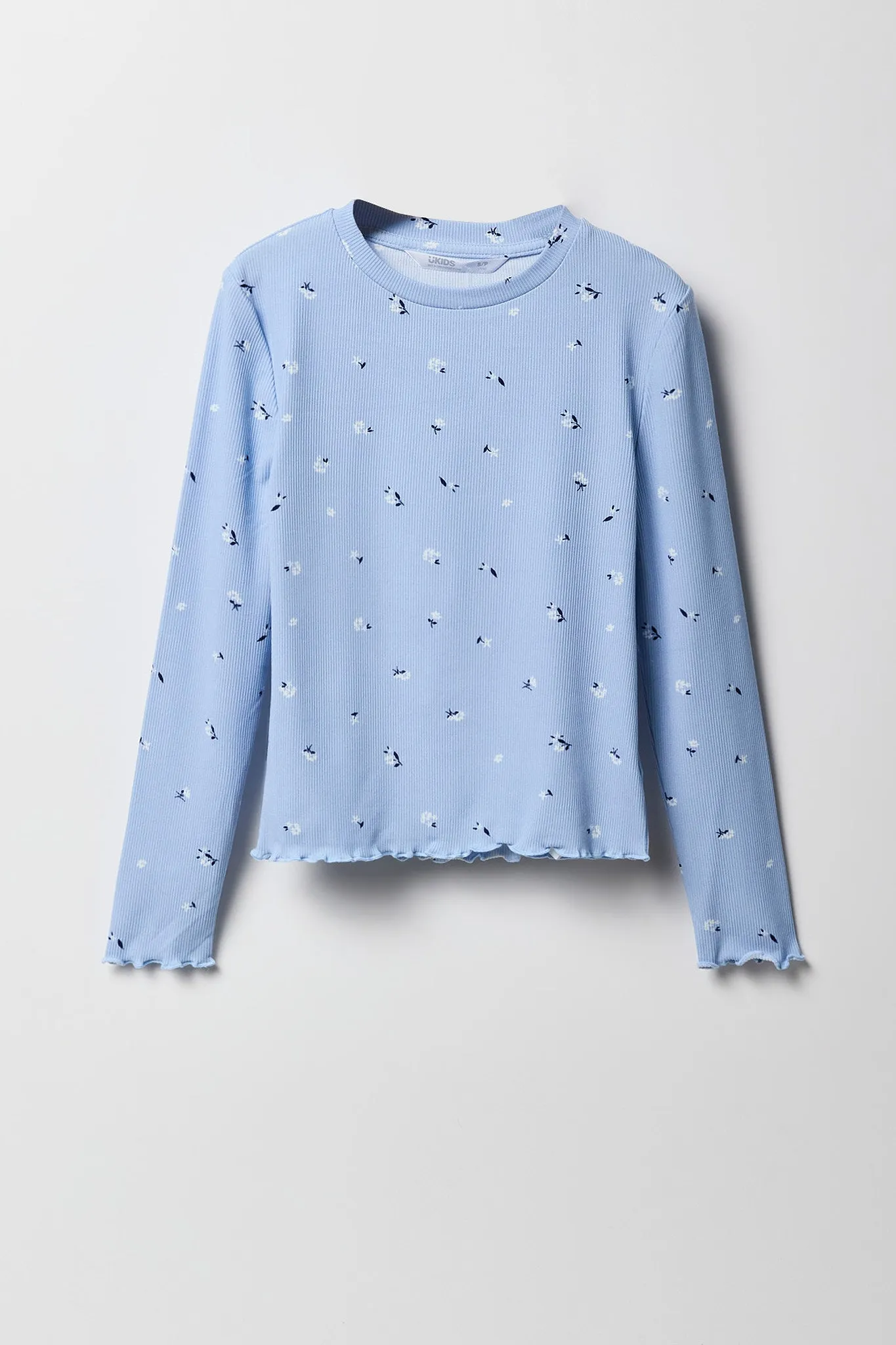 Haut côtelé à manches longues avec ourlet volanté pour fille sold by Urban Planet product image thumbnail 5