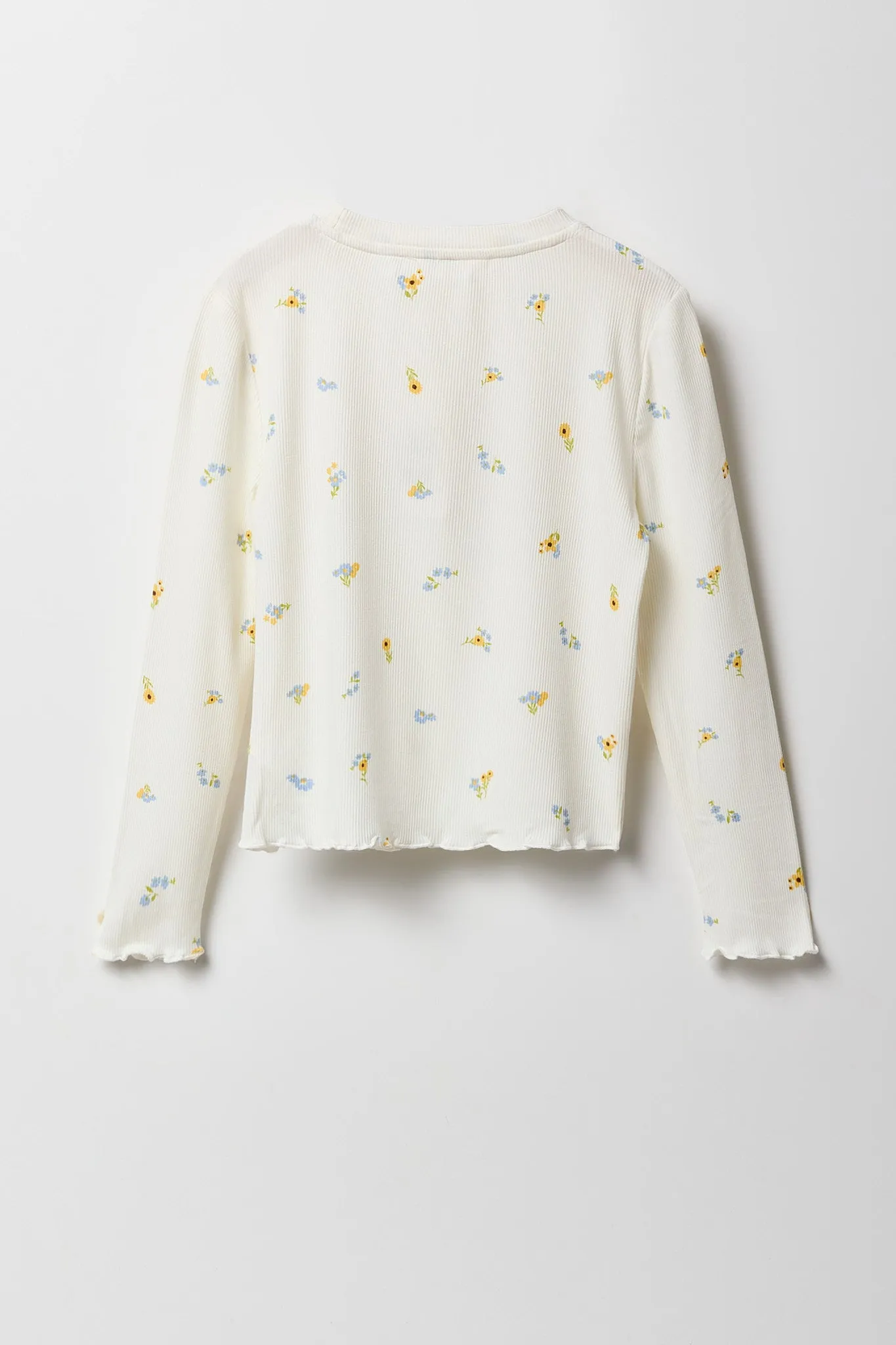 Haut côtelé à manches longues avec ourlet volanté pour fille sold by Urban Planet product image thumbnail 4