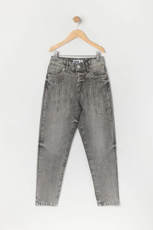 Jean « mom » avec pierres du Rhin pour fille sold by Urban Planet