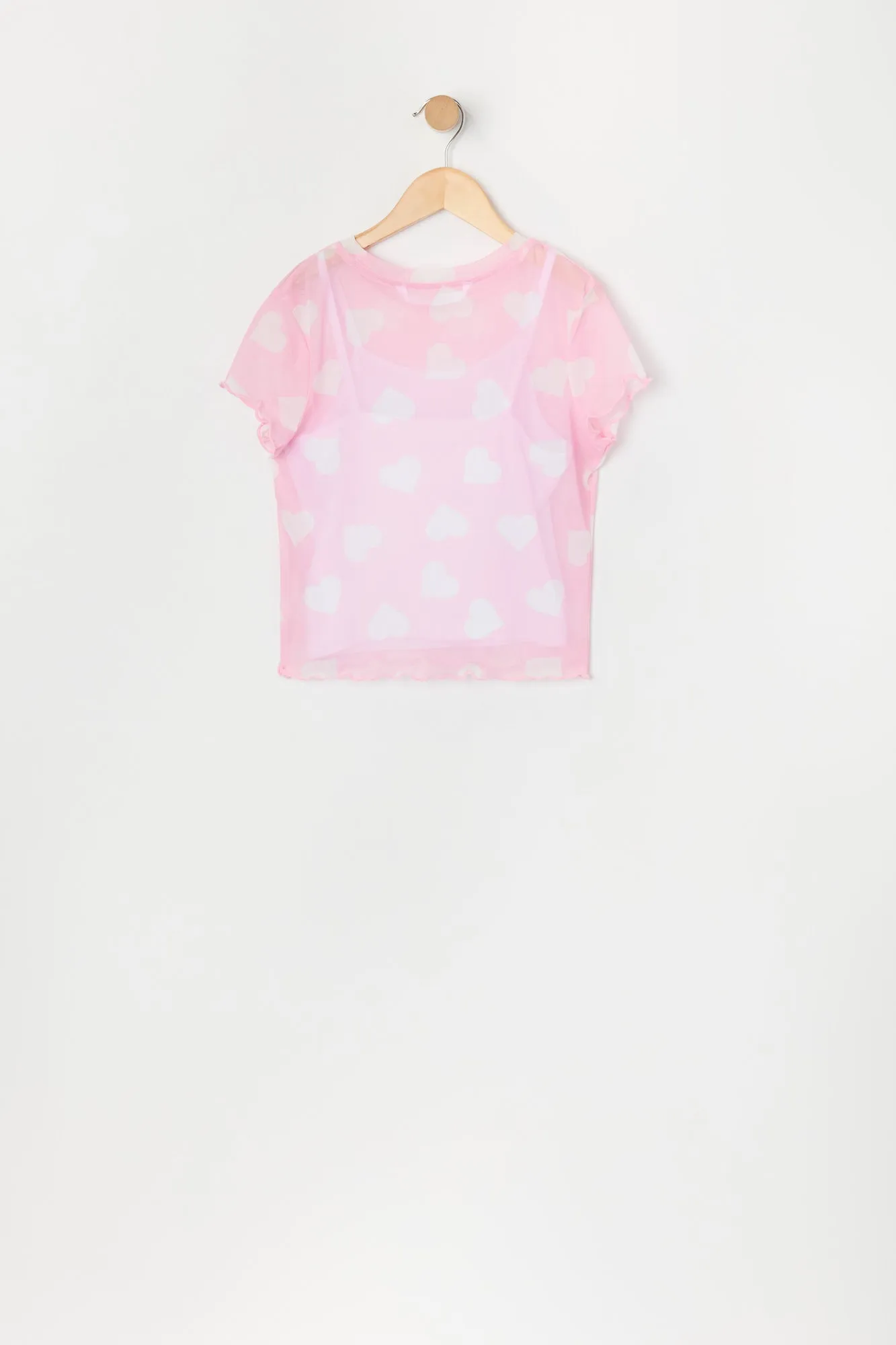 Ensemble deux pièces t-shirt et camisole en filet imprimé pour filles sold by Urban Planet product image thumbnail 2