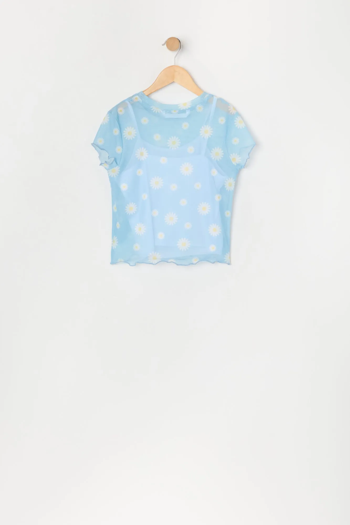 Ensemble deux pièces t-shirt et camisole en filet imprimé pour filles sold by Urban Planet product image thumbnail 4
