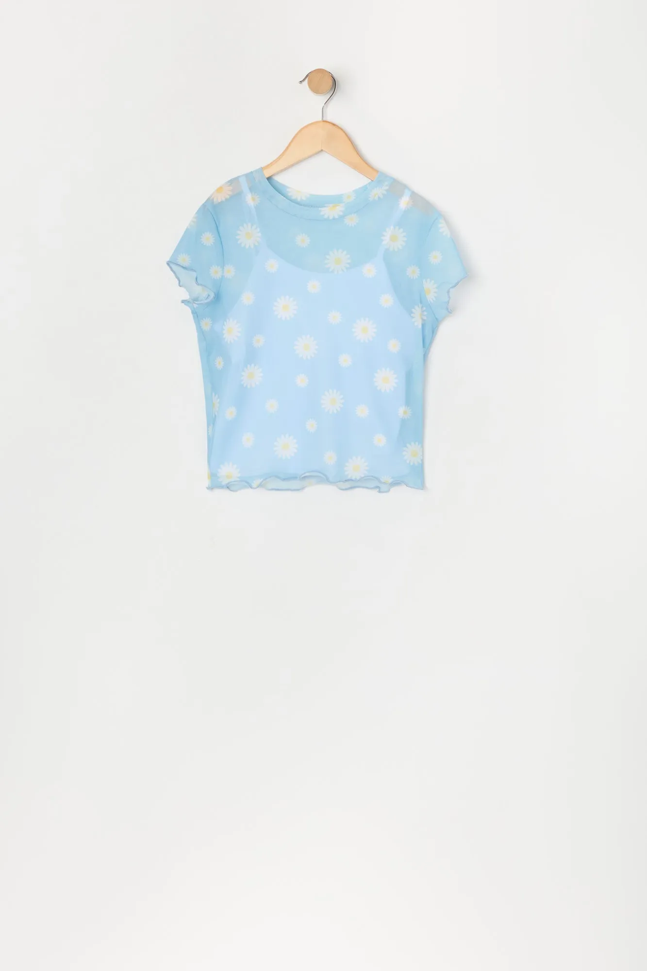 Ensemble deux pièces t-shirt et camisole en filet imprimé pour filles sold by Urban Planet product image thumbnail 3
