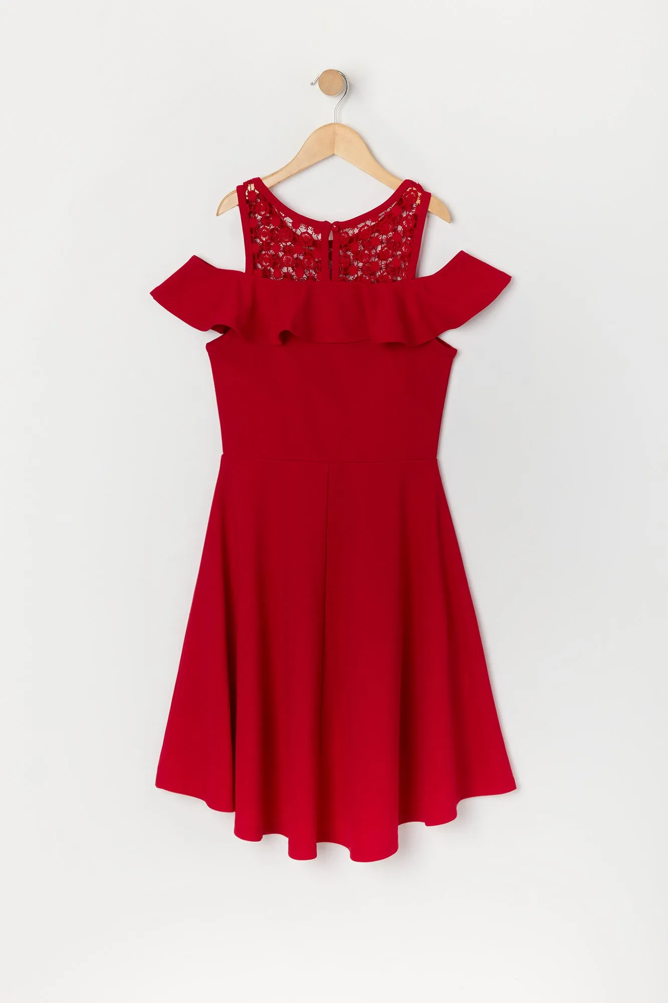 Girls Crochet Off Shoulder High Low Dress sold by Urban Planet product image thumbnail 2