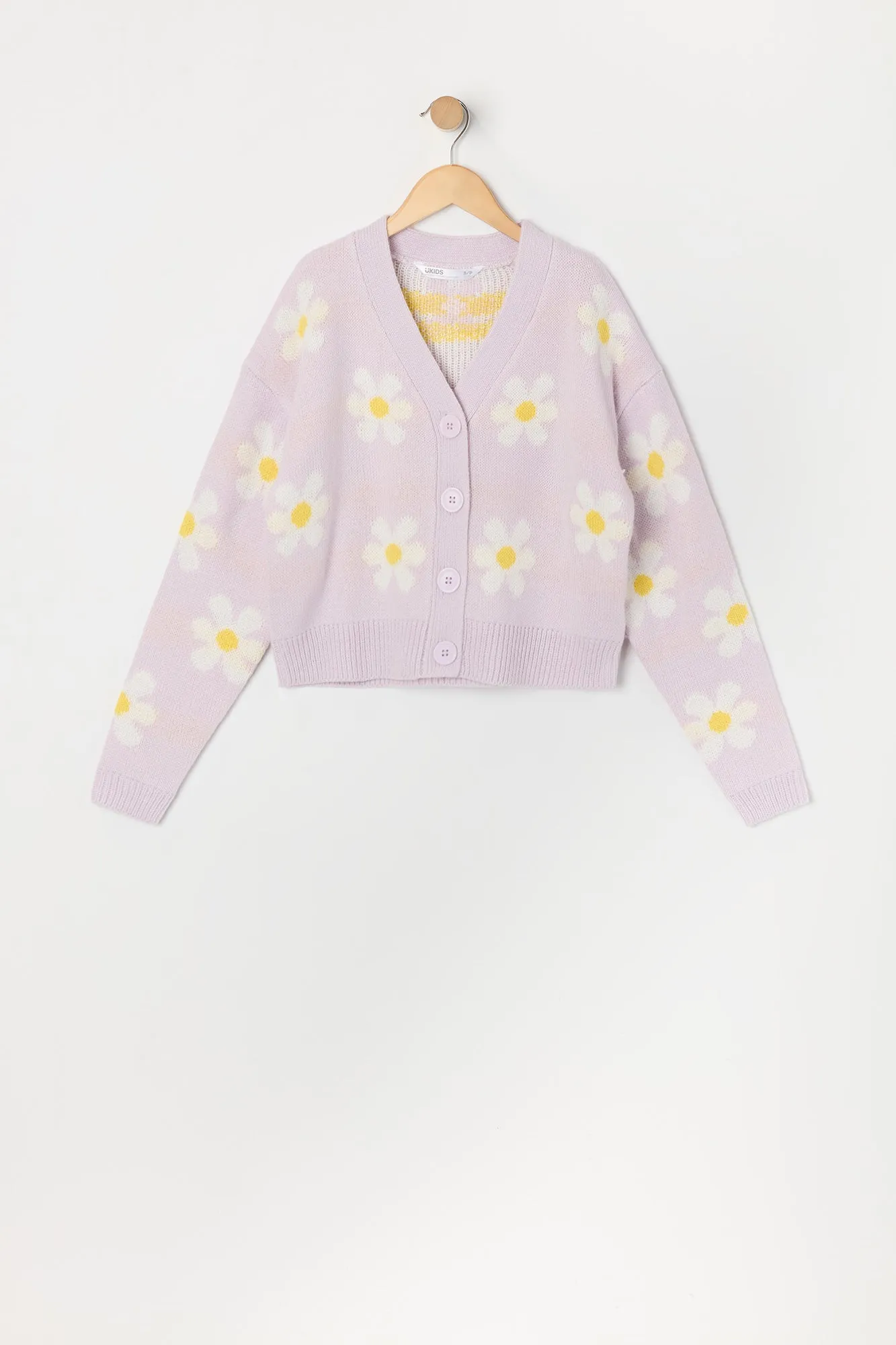 Girls Pattern Knit Button Up Cardigan sold by Urban Planet product image thumbnail 4