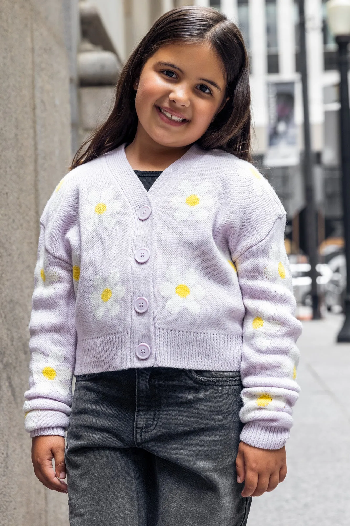 Girls Pattern Knit Button Up Cardigan sold by Urban Planet product image thumbnail 3