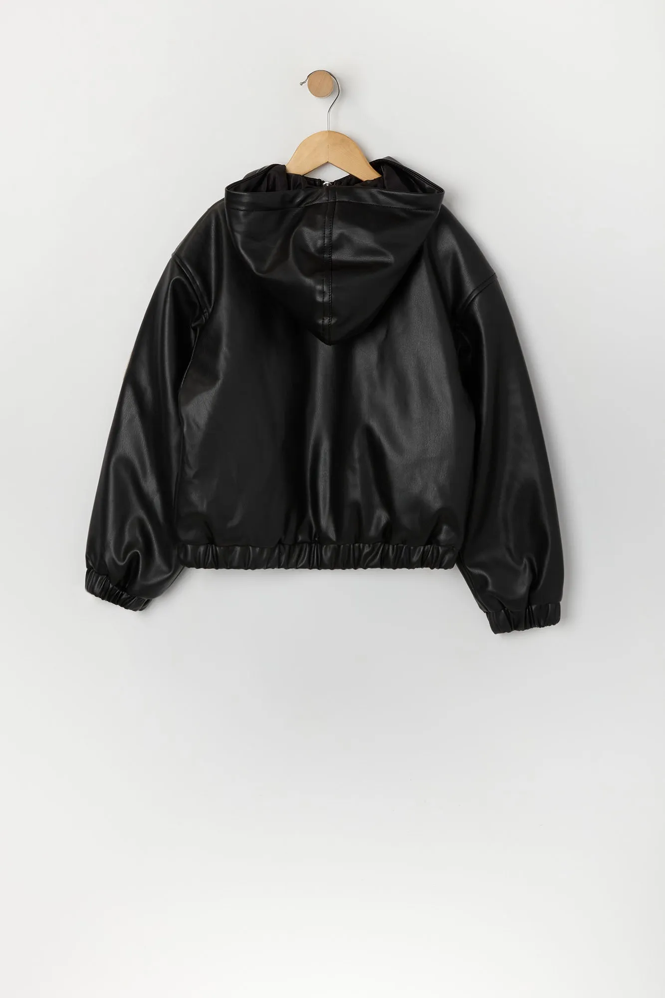 Girls Faux Leather Hooded Bomber Jacket sold by Urban Planet product image thumbnail 2