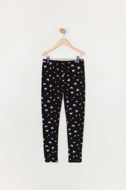 Legging en molleton doux à imprimé Papillon pour fille sold by Urban Planet