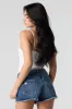 Short rigide d'aspect usé délavé foncé sold by Urban Planet