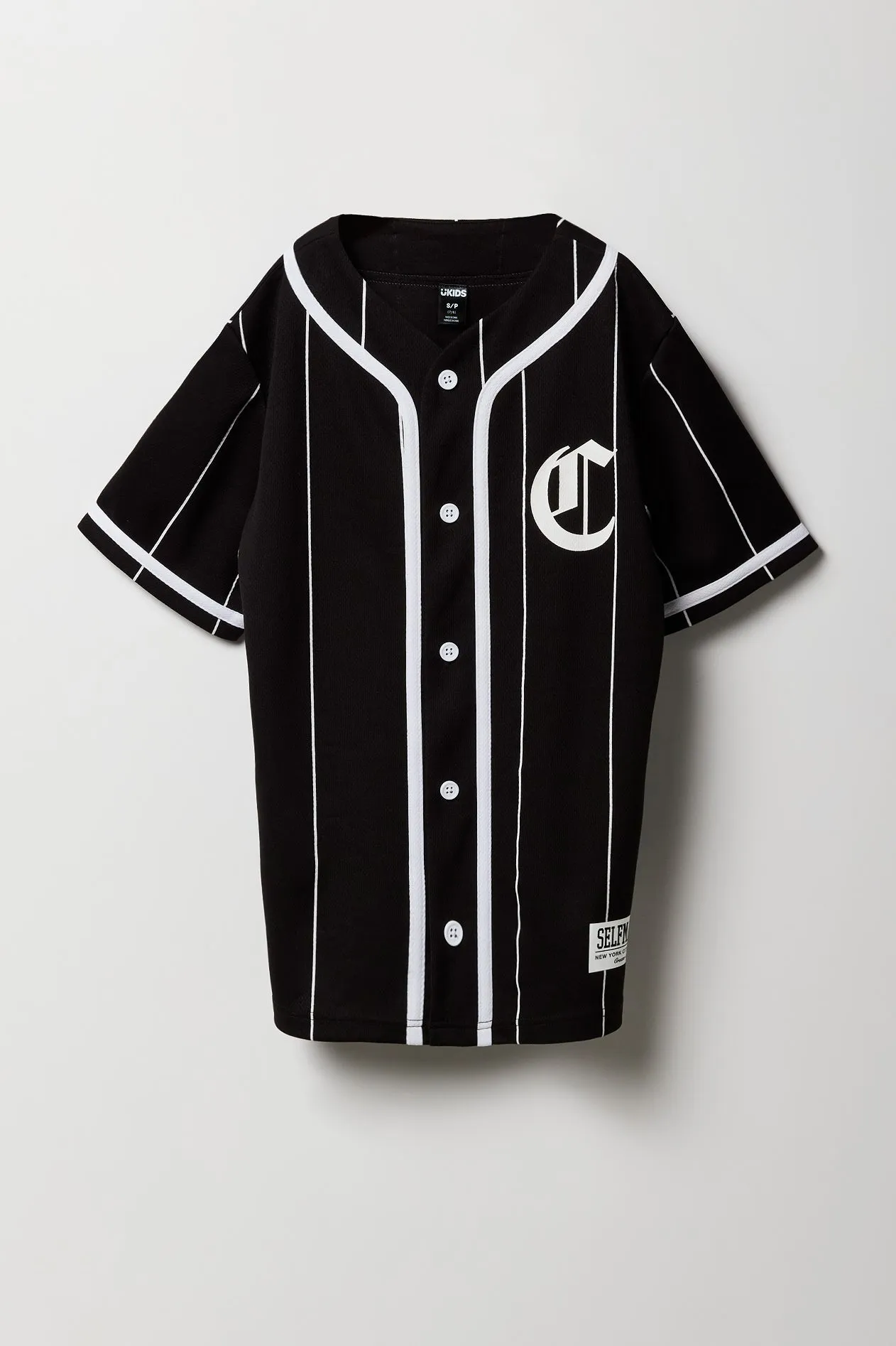 Boys Pinstriped Mesh Baseball Jersey sold by Urban Planet