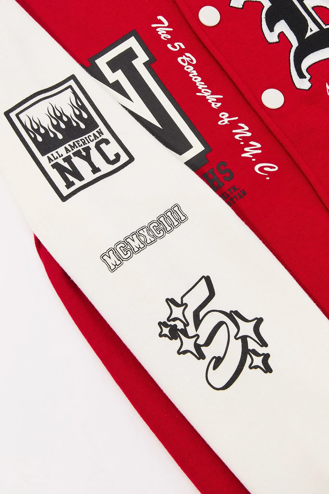 Boys Embroidered Graphic Fleece Varsity Jacket sold by Urban Planet product image thumbnail 3