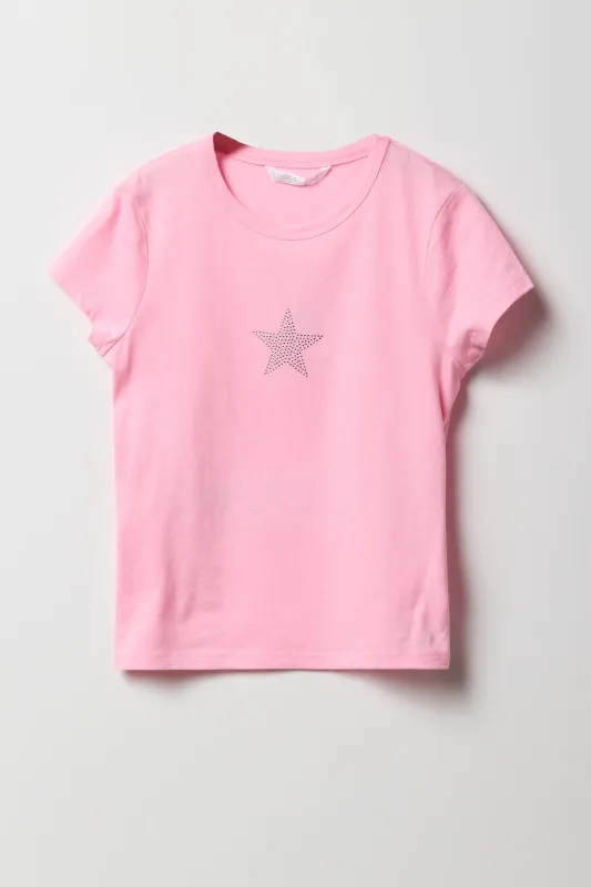 T-shirt à motif d'étoile en pierres du Rhin pour filles sold by Urban Planet