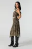 Printed Mesh Asymmetrical Midi Skirt sold by Urban Planet