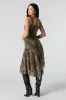 Printed Mesh Asymmetrical Midi Skirt sold by Urban Planet