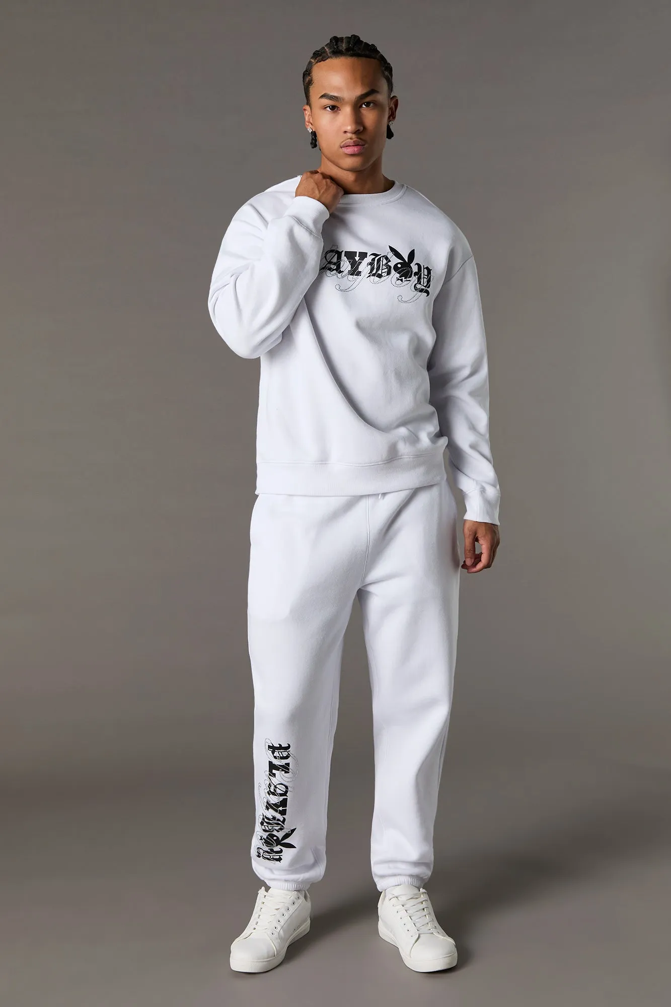 Jogger en molleton à imprimé Playboy avec pierres du Rhin sold by Urban Planet product image thumbnail 2