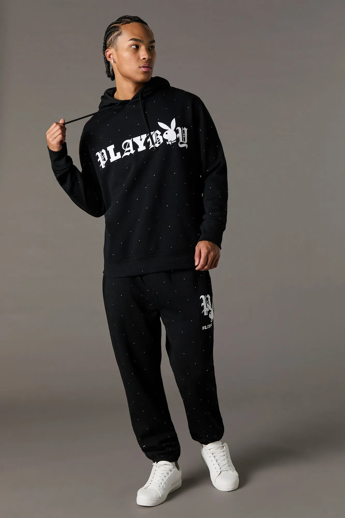 Haut à capuchon en molleton avec imprimé Playboy et pierres du Rhin sold by Urban Planet product image thumbnail 3