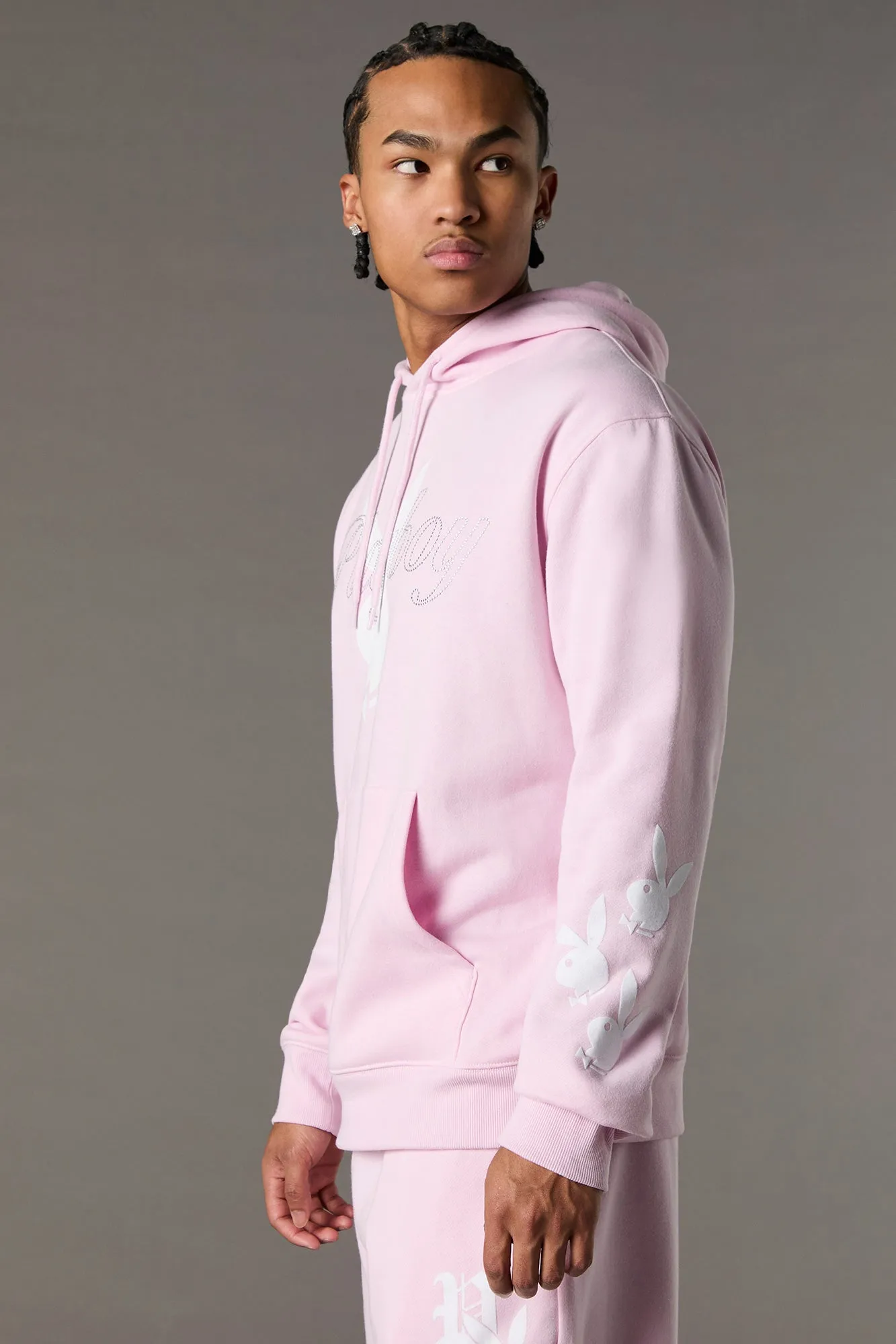 Haut à capuchon en molleton avec imprimé Playboy et pierres du Rhin sold by Urban Planet product image thumbnail 4