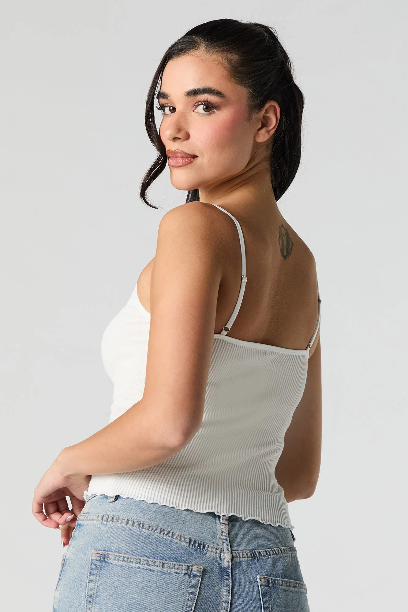 Seamless Ribbed Lace Trim Cami sold by Urban Planet product image thumbnail 5