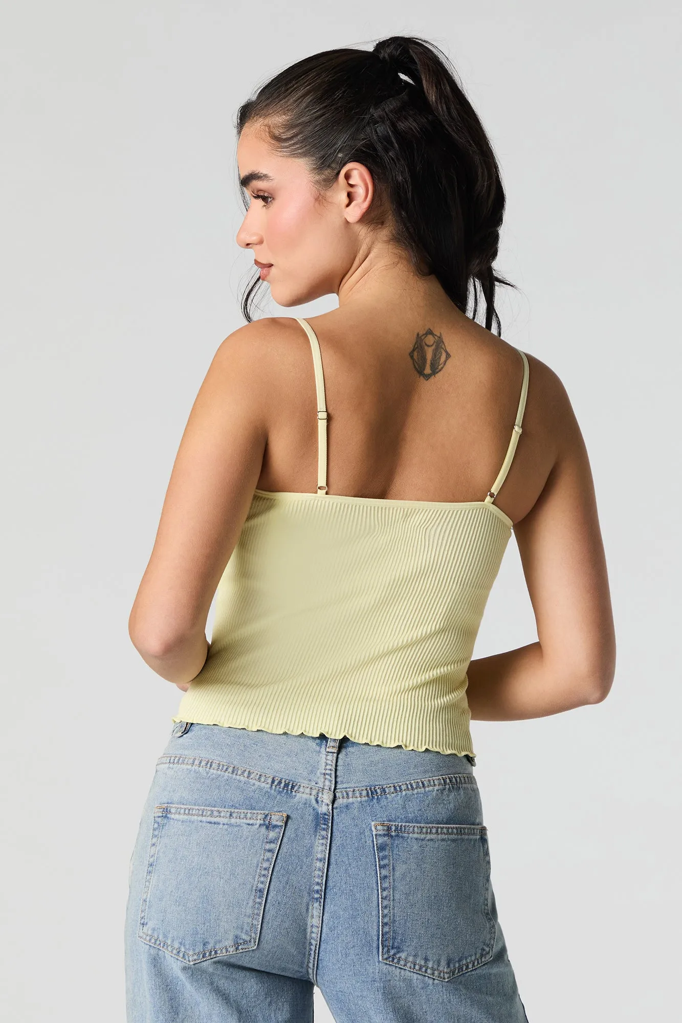 Camisole côtelée sans couture à bordure de dentelle sold by Urban Planet product image thumbnail 2