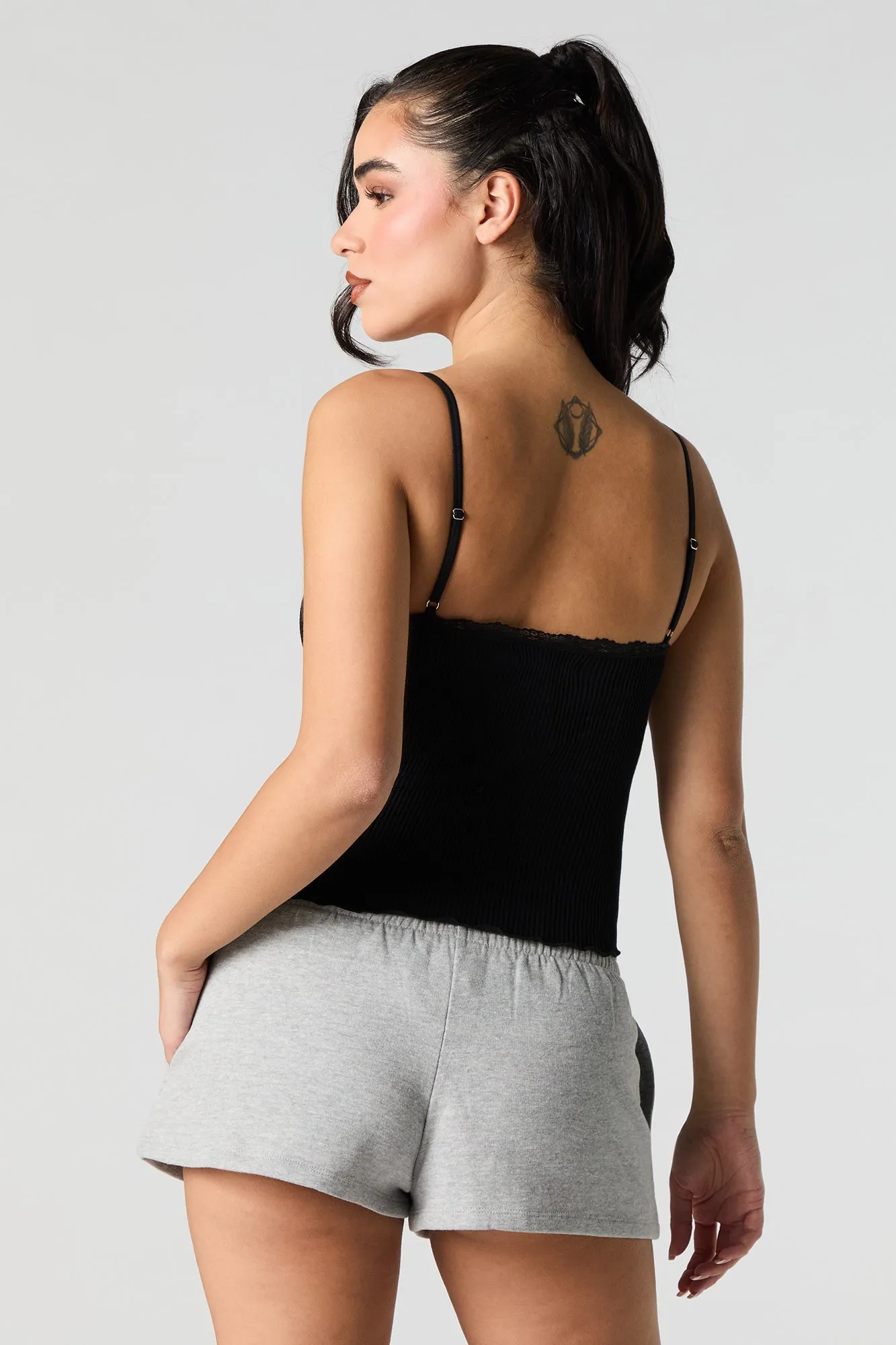 Seamless Ribbed Lace Trim Scoop Neck Tank sold by Urban Planet product image thumbnail 5