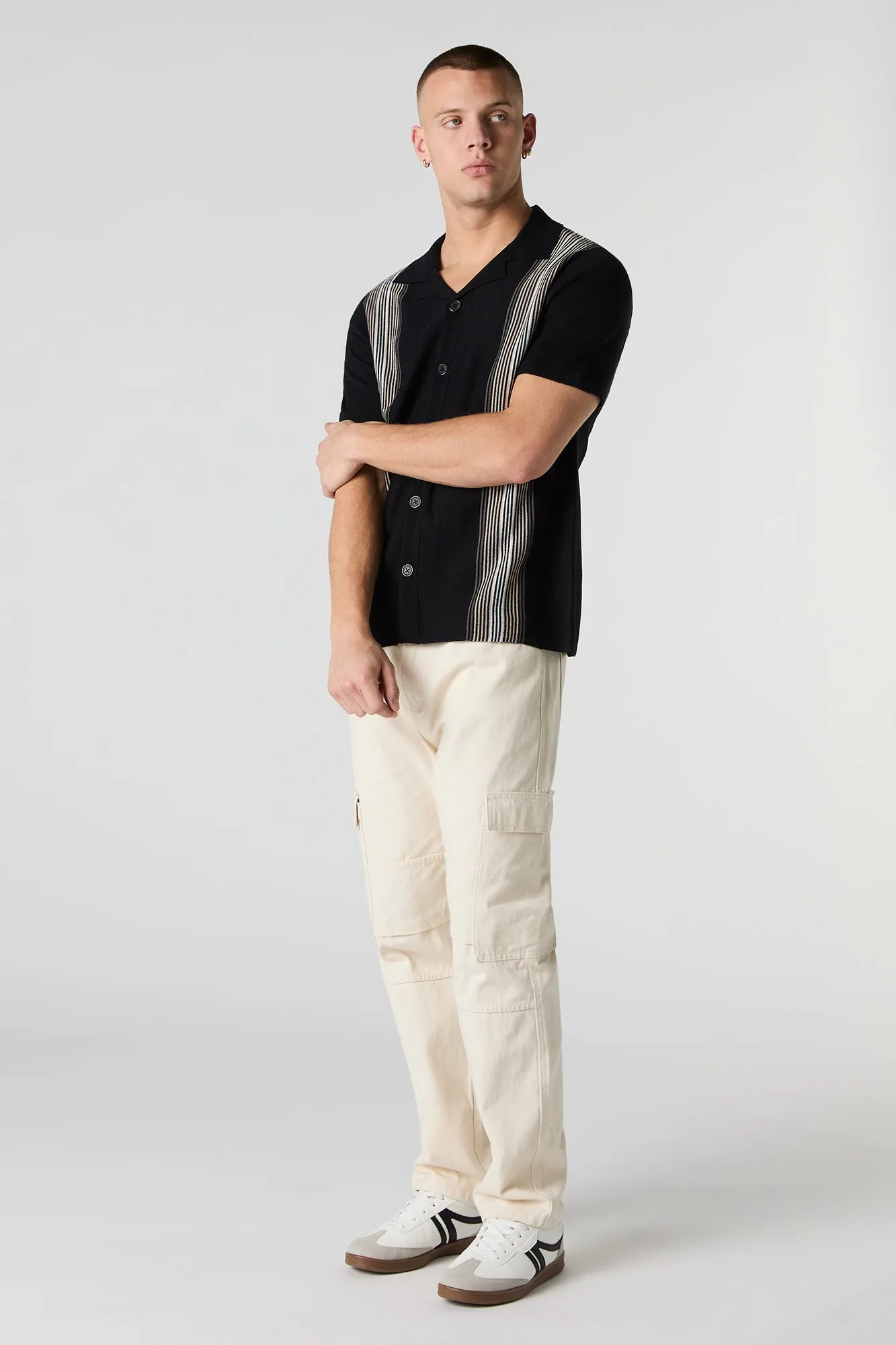 Striped Knit Button Front Short Sleeve Top sold by Urban Planet product image thumbnail 5