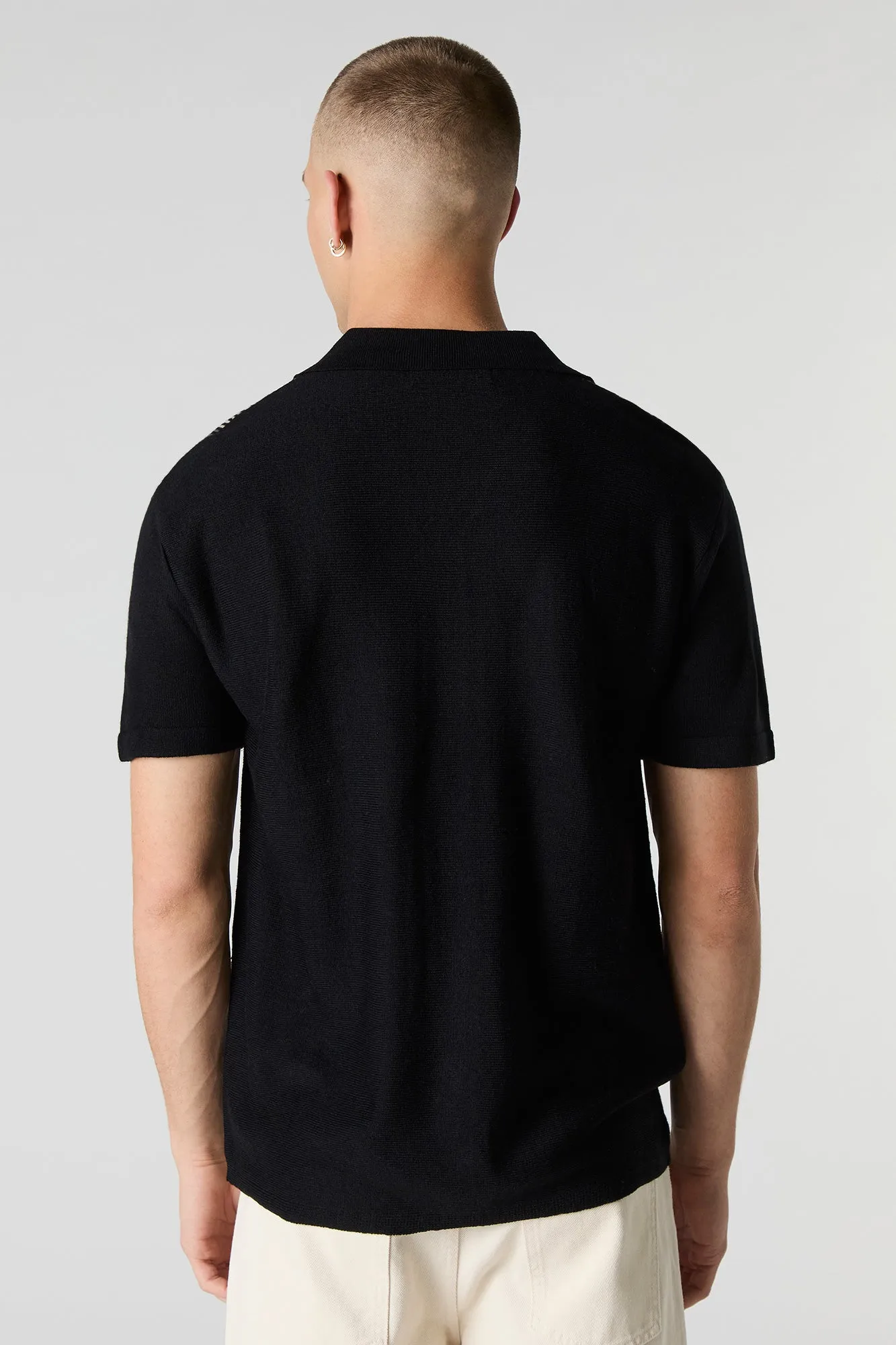 Haut boutonné en tricot rayé à manches courtes sold by Urban Planet product image thumbnail 5