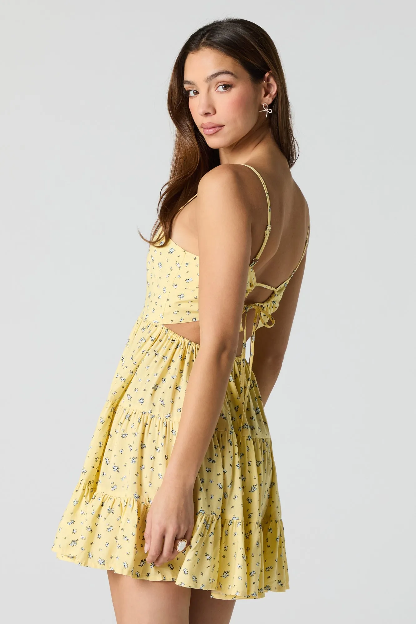 Printed Tie Back Tiered Mini Dress sold by Urban Planet product image thumbnail 2
