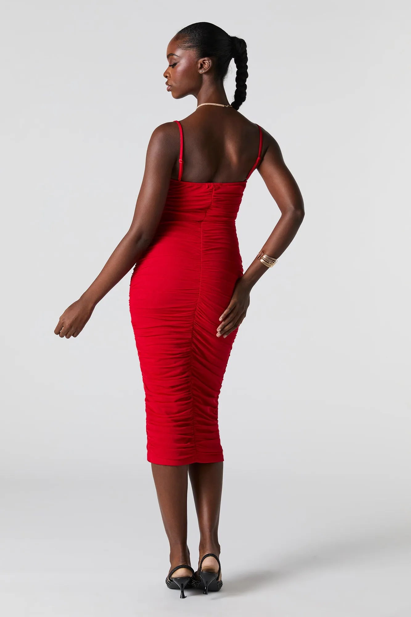 Mesh Ruched Bustier Midi Dress sold by Urban Planet product image thumbnail 3