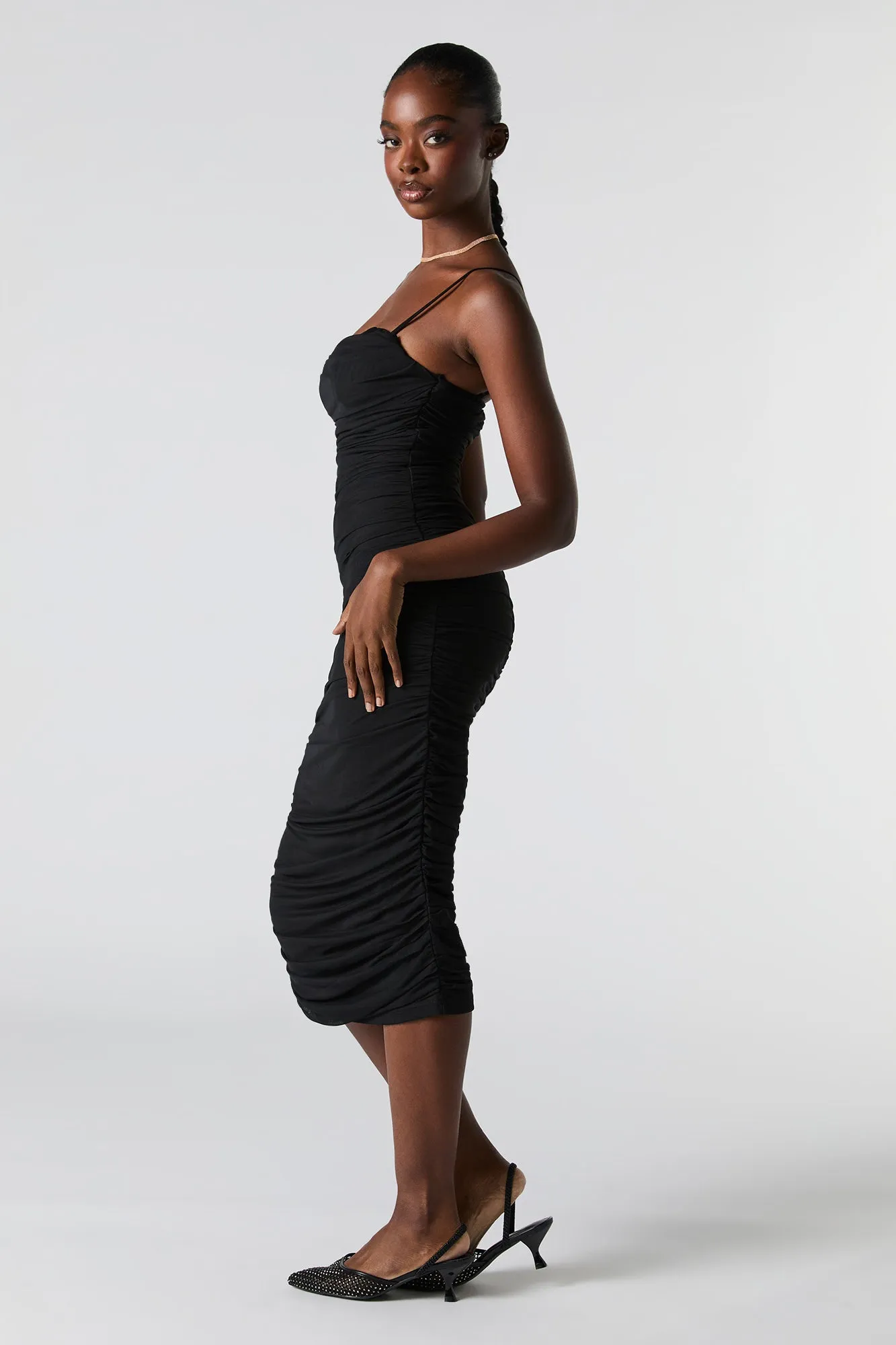 Mesh Ruched Bustier Midi Dress sold by Urban Planet product image thumbnail 5