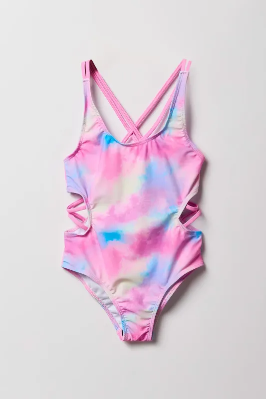 Girls Strappy Cut-Out One Piece Swimsuit sold by Urban Planet
