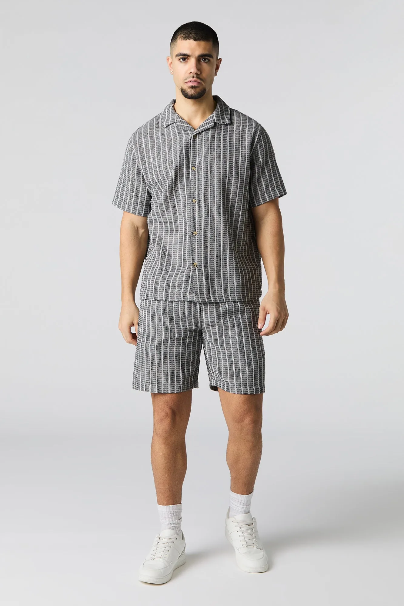 Textured Striped Knit Button-Up Top sold by Urban Planet product image thumbnail 3