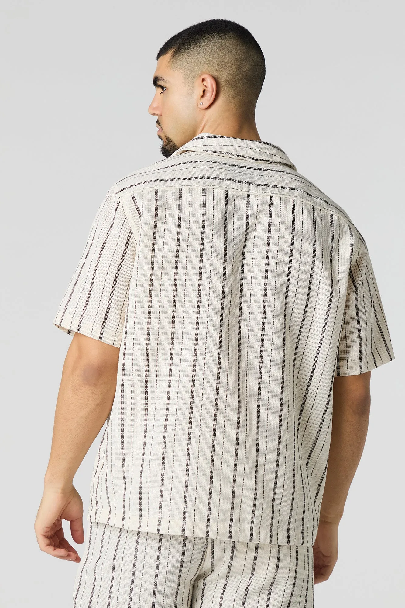 Textured Striped Knit Button-Up Top sold by Urban Planet product image thumbnail 5