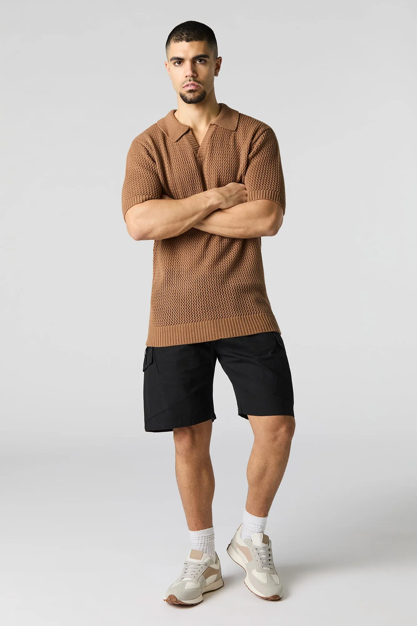 Open Knit Polo T-Shirt sold by Urban Planet product image thumbnail 3