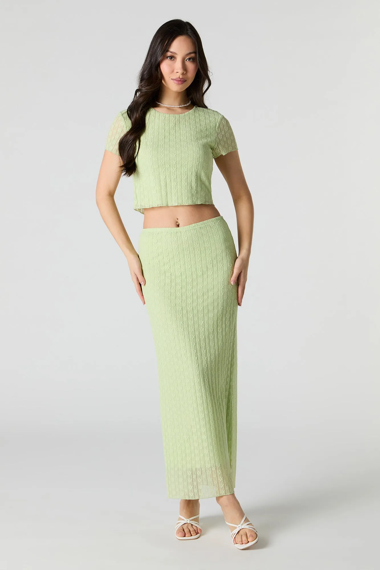 Floral Lace Short Sleeve Crop Top sold by Urban Planet product image thumbnail 3