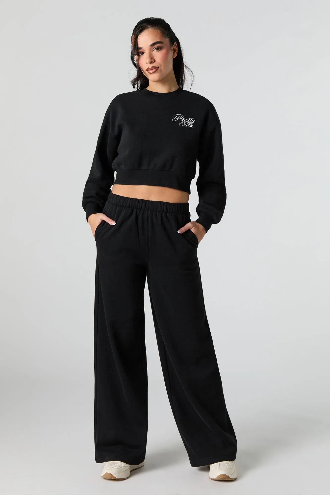 Solid Fleece Wide Leg Sweatpant sold by Urban Planet product image thumbnail 4