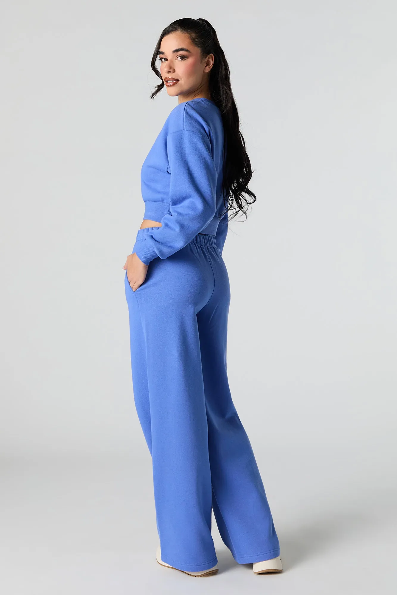 Pantalon en molleton uni à jambe large sold by Urban Planet product image thumbnail 3