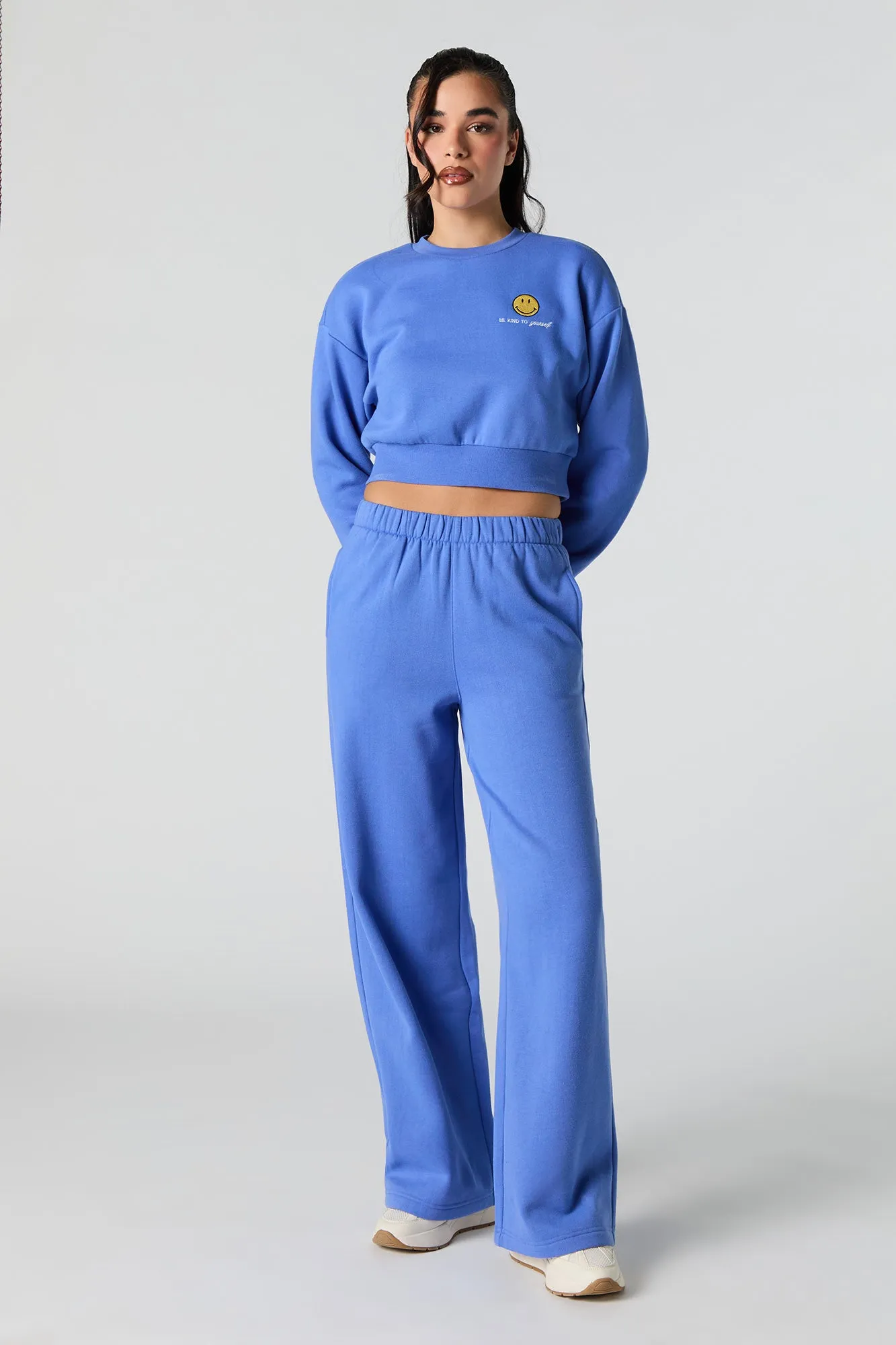 Pantalon en molleton uni à jambe large sold by Urban Planet