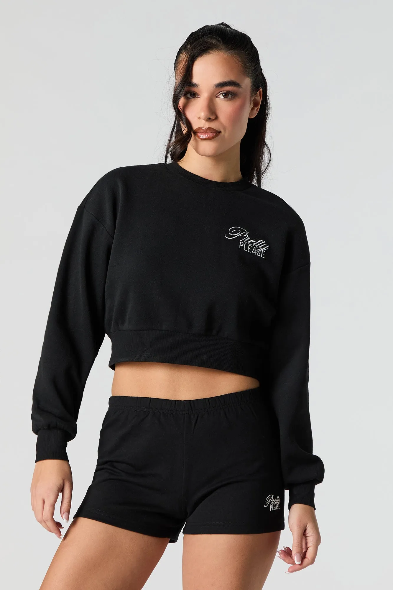 Chandail en molleton écourté à broderie Active sold by Urban Planet product image thumbnail 4