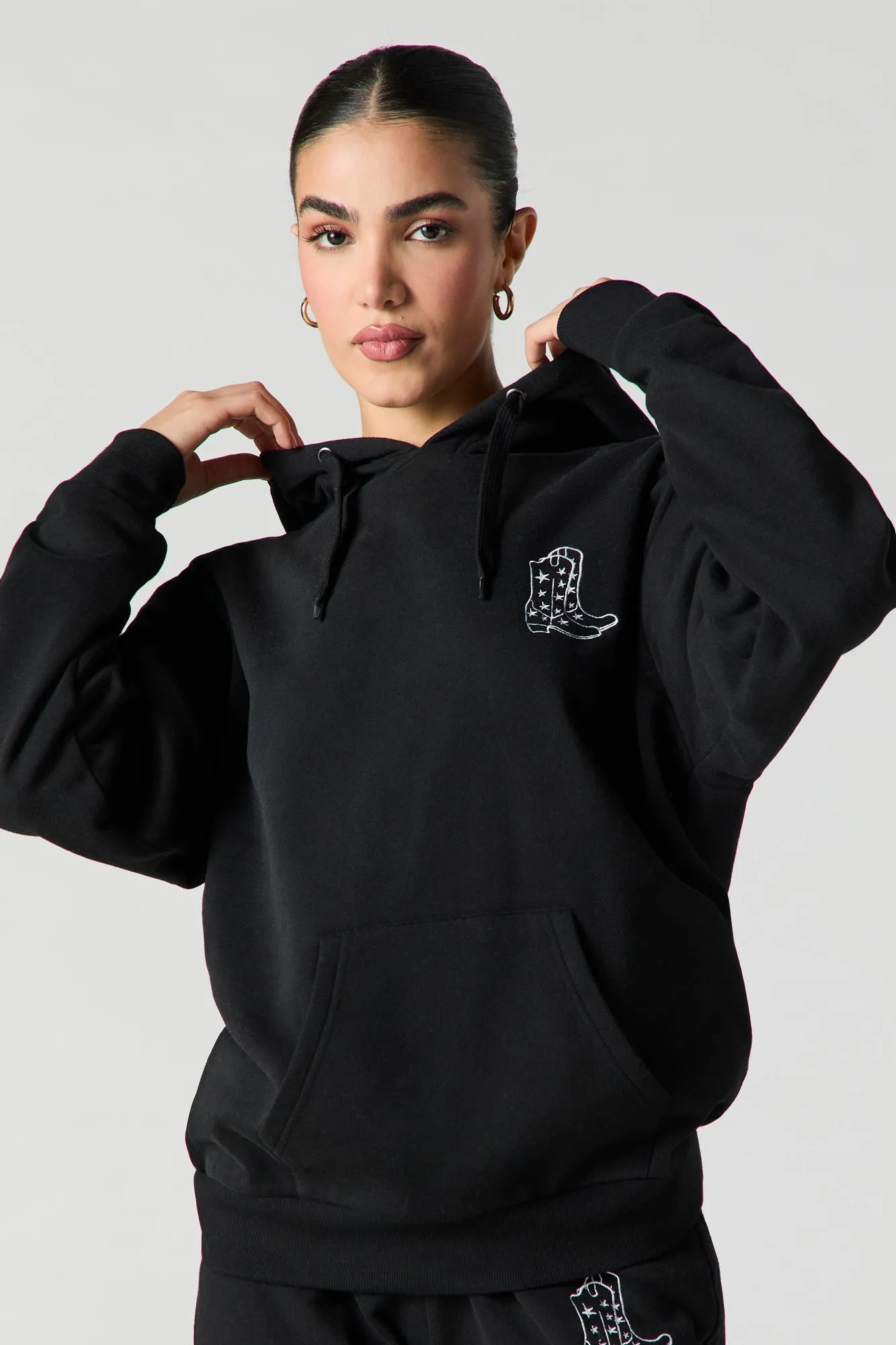 Oversized Embroidered Fleece Hoodie sold by Urban Planet product image thumbnail 5