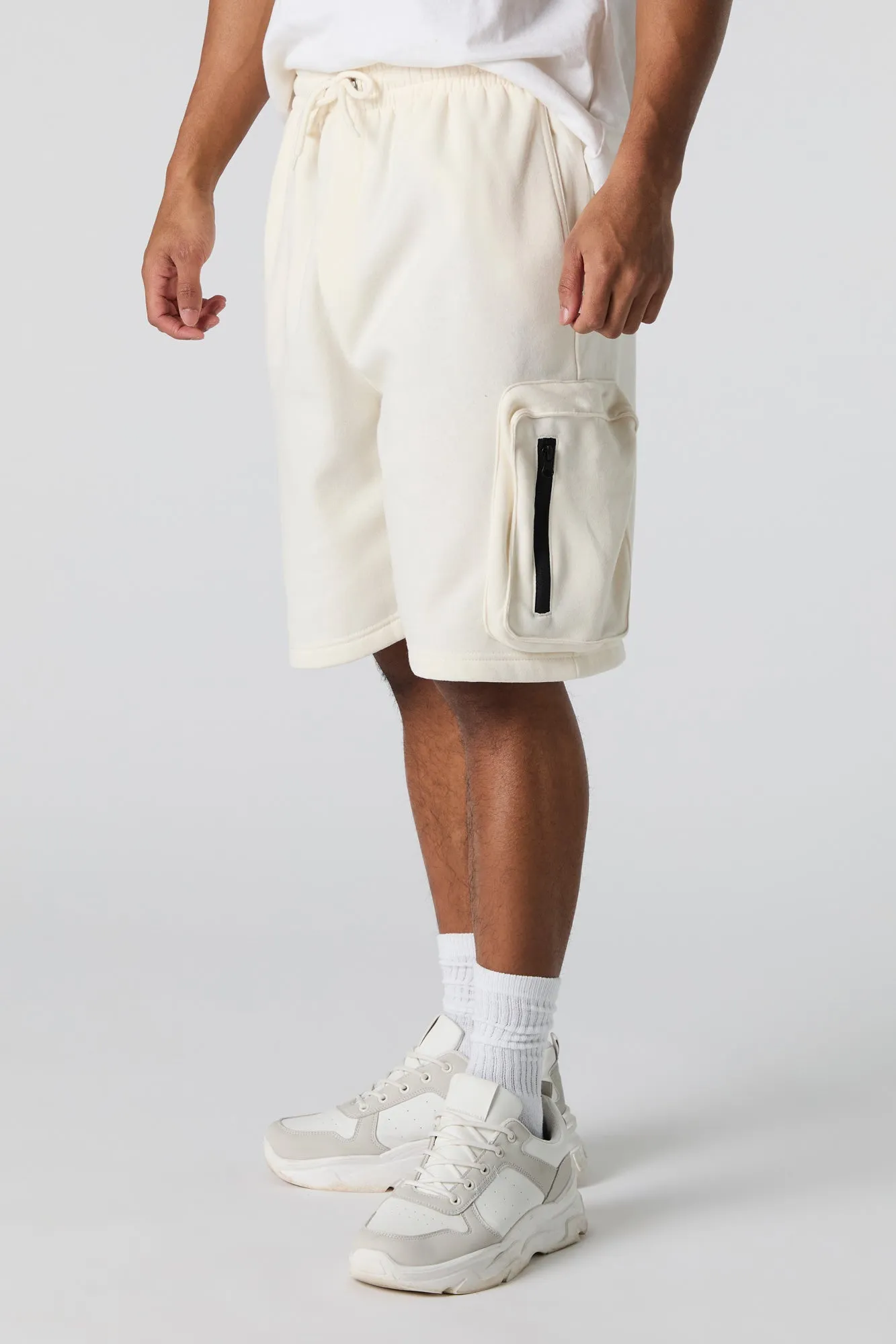 Fleece Longline Zipper Cargo Short sold by Urban Planet