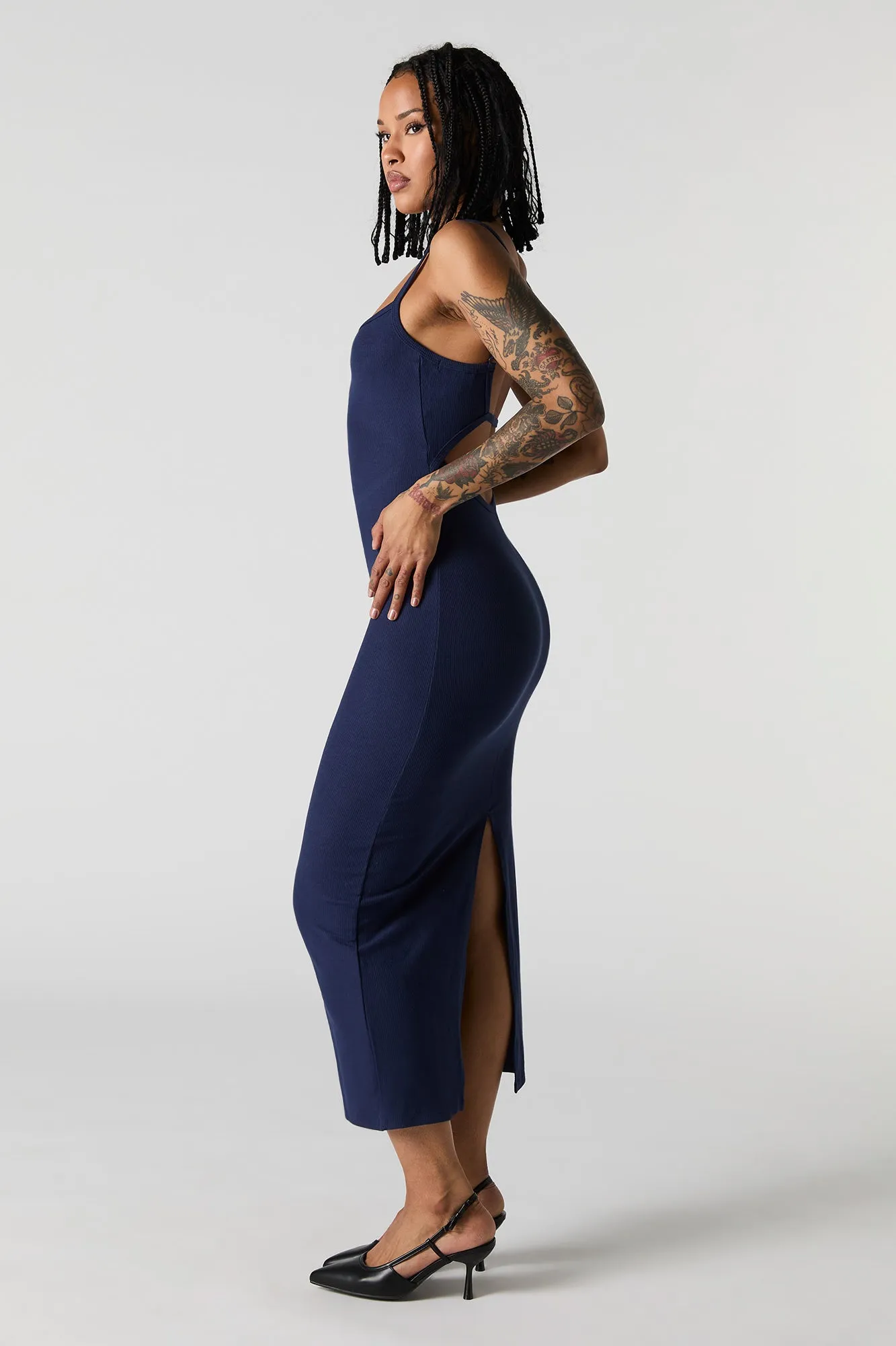 Ribbed Back Cut-Out Midi Dress sold by Urban Planet product image thumbnail 2