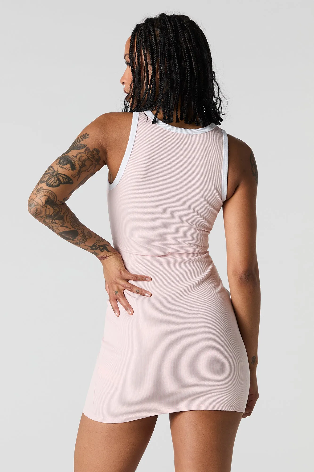 City Embroidered Ribbed Mini Tank Dress sold by Urban Planet product image thumbnail 2