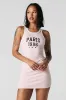 City Embroidered Ribbed Mini Tank Dress sold by Urban Planet