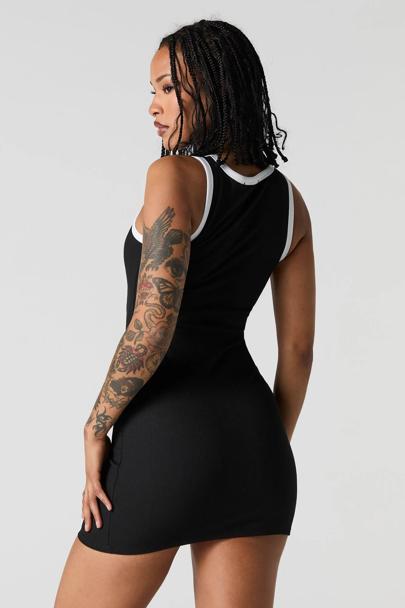 City Embroidered Ribbed Mini Tank Dress sold by Urban Planet product image thumbnail 5