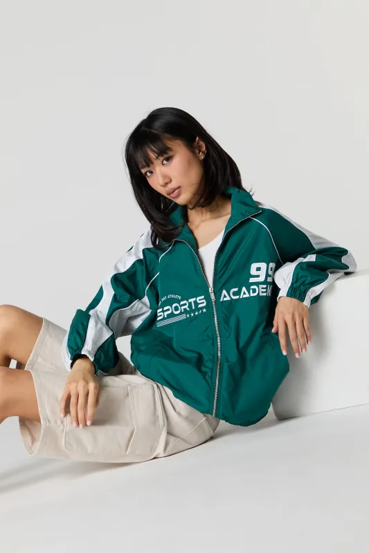 Embroidered Zip-Up Sports Jacket sold by Urban Planet